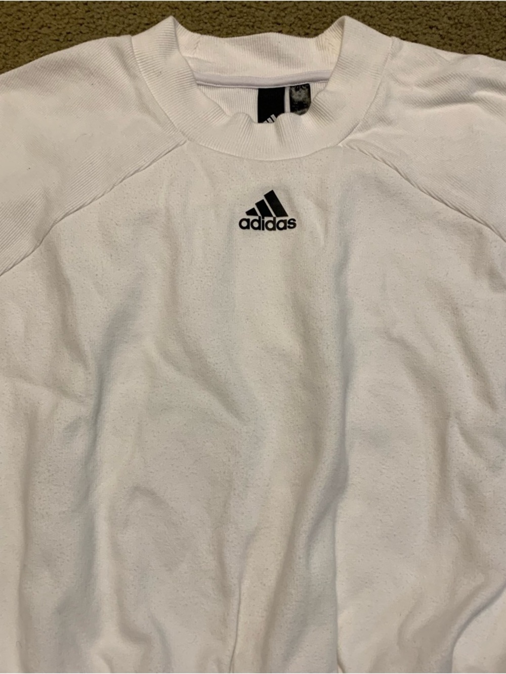 Adidas White Cropped Center Logo White Sweatshirt Size Medium - Picture 7 of 12